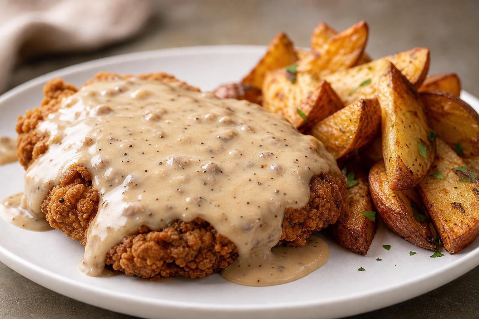 Bourbon Southern Chicken Chop with Wedges